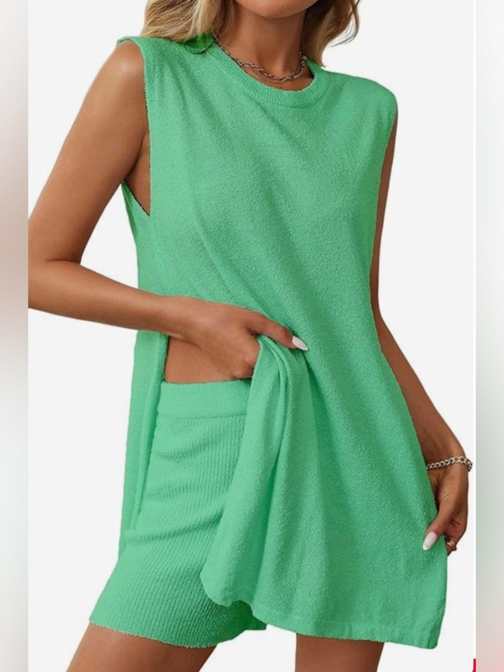 Bgylu Women's Summer Sweater Sets 2 Piece Knit Pullover Top and Shorts Green XS